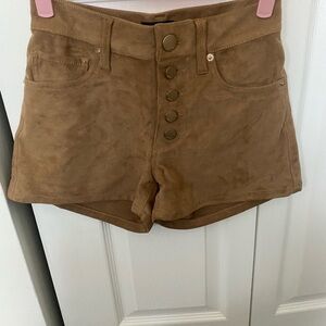 Tan Button-Up Women Shorts